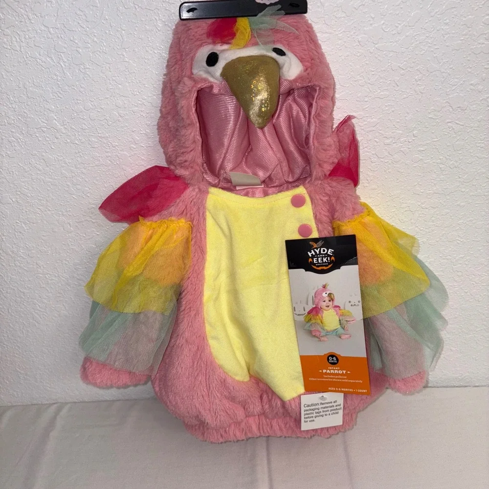 Hyde and Eek Boutique Baby Parrot Costume‎ 0-6 Months Pink Yellow  Green Tulle